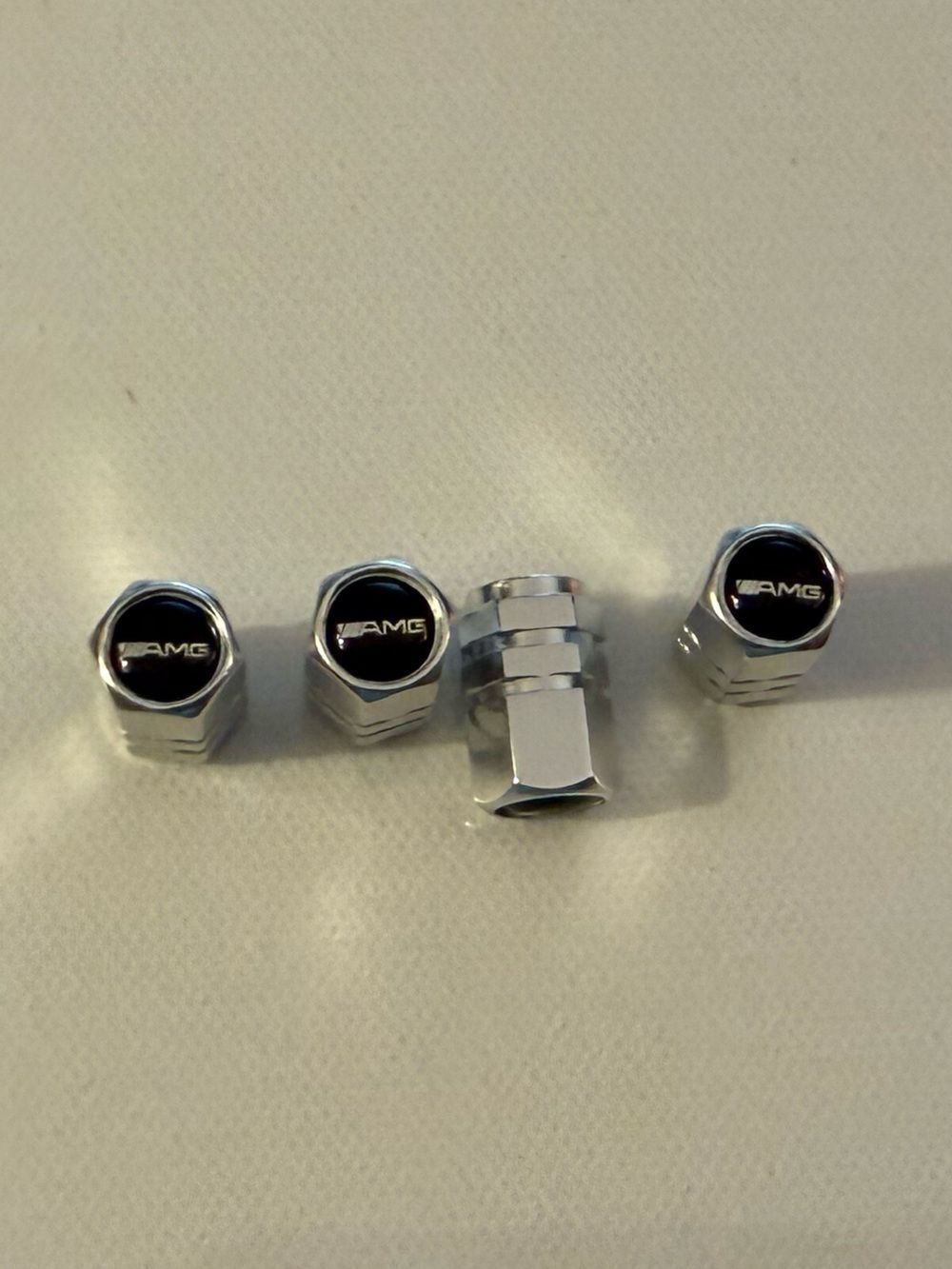 AMG Mercedes Valve Stem Caps in Silver Set of 4 NWT